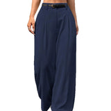 Purpdrank  Low Waist Wide Leg Suit Pants for Women American Loose Style Autumn Slimming Straight Casual Trousers Polyester Fabric