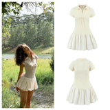 Purpdrank  European and American style 2025 summer new waffle stitching slim short-sleeved dress