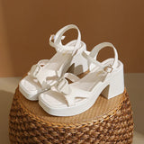 Purpdrank  Large Size Buckle Female Sandal Comfort Shoes for Women Clogs With Heel 2025 Summer Big Girls Beige Low Thick Block Strap New