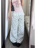 Purpdrank  American Retro Polka Dot Wide Leg Casual Pants Women's Autumn New Style Spicy Girl Lazy Loose Fit Long Trousers