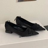 Purpdrank  Brand Pointed Toe Chunky Root Satin Heels Women Bowknot Shallow Design Elegant Party Shoes Fashion Luxury Designer Pumps Ladies