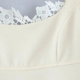 Purpdrank  Sexy Spliced Lace U Collar Big Backless Sling Dress Woman Low Slim Waist Pleated Swing Ball Gown Mini Tank Dresses Robe