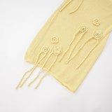 Purpdrank  Yellow 3D Floral Tassel Sexy Halter Knitted Sweater Dress for Women 2025 Fashion Thin Spaghetti Straps Summer Dresses Bodycon