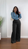 Purpdrank  Women Shiny Yellow Capris Pants High Waist Trousers Office Work Lady Full Length Summer Bottoms Capris Autumn Winter