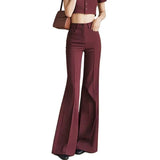 Purpdrank  Ankela Red High Waist Wide Leg Pants Women's Loose Lazy Style Trousers Straight Cut Slimming Effect Autumn Fashion Long Pants
