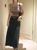 Purpdrank Fashion Vintage Halo Dyeing Vest for Women Y2k E-Girl Mesh Irregular Camisole Tops 2025 Summer New Off Shoulder Tank Top