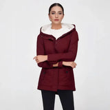 Purpdrank  Autumn Winter Warmer Fleece Lined Cotton Coat Women Thick Jacket Slim Lamb Wool Padded Vest Hooed Windproof Outerwear Solid Chic