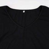 Purpdrank  V-Neck Long Sleeve Knitwear Autumn Fashion Women's Waist Cinching Versatile Casual Lazy Style Batwing Sleeve Black Elegant Tops