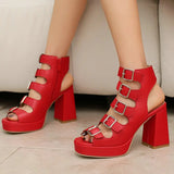 Purpdrank  Block Heels Women Comfy Platform Sandal Shoes Large Size Buckle Suit Female Beige 2025 Summer Open Toe Chunky Clogs Girls Big Fa