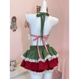 Purpdrank  Y2K 2 Pieces Set Woman Outfit Kawaii Bow Plaid Lace Halter Tops Gyaru Ruffles Mini Skirt Summer Japanese Design Clothes