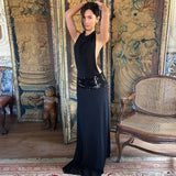 Purpdrank  Sexy Sequins Halter Backless Maxi Dress Women Summer Dress Sleeveless Slim Fit High Waist Robe 2025 Elegant Party Evening Gown﻿