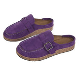 Purpdrank  Large Size Women's Casual Flat Sandals Autumn oes round Toe Low Heel Faion Single oes PU Material Comfortable Footwear