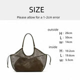 Purpdrank  New Mesh PU Leather Tote Bag Cluth Bag Large Capacity Buckle Woman Luxury Designer Travel Luggage Bag Shopper Handbag