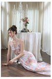 Purpdrank  Elegant Floral Print Sleeveless Maxi Dress Cut-out Waist Design Party Sexy  Backless Straps Colorful Halter Evening Long Dresses