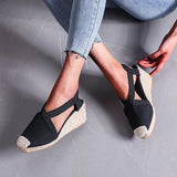 Purpdrank  Summer Women's Sandals Straw braided Wedge Heels Espadrille Sandals Big Size Female Shoes Female Gladiator Slingback Shoes