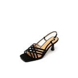 Purpdrank  new Summer Women Sandals Sheep Suede Leather Women Shoes Open Toe Ankle Strap Shoes Square Toe Thin Heel Sandals