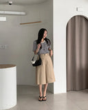 Purpdrank  Summer Vintage High Waist Women's Wide Leg Shorts 2025 New Solid Single Button Casual Loose Office Half Pants Female
