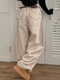 Purpdrank   Love Jeans Women Up And On Korea Y2K Cream Pink Retro Washed Back Heart Shaped Pocket High Street Wide Leg High Waist Jeans New