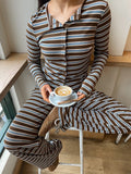 Purpdrank  Casual Striped Women's Pants Sets Fashion Single-breast Full Sleeve Shirt Lace Up Long Trousers 2025 Spring Lady Suit Commuting