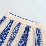 Purpdrank  Women's Summer Clothes Set 2025 New Vacation Style Stripe Printed Halter Camis Top+long Skirt Sets Casual Two-piece Beach Suits