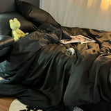 Purpdrank  INS Girls Blue Bedding Set - Cooling Ice Silk, Double-Sided (Duvet Cover + Pillowcases & Quilt Cover) Summer Comfort