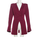 Purpdrank  Elegant Fashion Slim Tailored Coat Women 2025 Autumn Winter Fashion V-Neck Single Button Long Sleeve Office Jacket Female Blazer