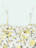 Purpdrank  European style new women's fashion versatile temperament flower print poplin midi suspender back dress