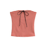 Purpdrank  Sexy Contrast color Striped Strapless Rib Knitted Bow Tank Top Women Skinny Crop Top Stretch Camisole 4 colors oatmeal gray