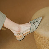 Purpdrank  New Sexy Pointed Toe Women Sandals Spring Summer Slingback Pumps Low Heels Genuine Leather Fashion Office Party Shoes Woman