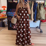 Purpdrank  Casual Sleeveless Hight Waist Long Dress Summer Sexy Off Shoulder Suspender Dress Lady Fashion Polka Dot Print Loose Party Dress