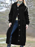 Purpdrank  plus Size Satin Knitted Cardigan Long-Sleeved Hooded Jumper Single Row of Buttons Elegant Autumn Winter Women's Best Choice