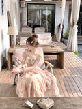 Purpdrank  Elegant Seaside Vacation Floral Printed Dress Summer Off Shoulder Women Camisole Dress Slim Casual Ruffles Fairy Dress