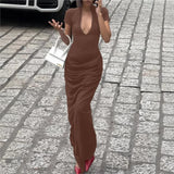 Purpdrank  Sexy Slim Long Dresses For Women Summer Short Sleeve V-neck Bodycon Maxi Dress Elegant Vestidos