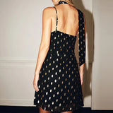 Purpdrank  Sexy Sleeveless Hollow Out Banquet Dress Elegant Ladies Cocktail Party Short Dresses Fashion Polka Dot Printed Halter Mini Dress