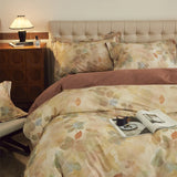 Purpdrank  4Pcs Luxury Butterfly Blooming Flowers Print Bedding Set 100% Egyptian Cotton Duvet Cover Set Bed Sheet/Fitted Sheet Pillowcases