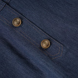 Purpdrank  Women's Denim Dress Vintage Style Blue Turn Down Collar Long Sleeve Metal Buttons Slim Short Jeans Dress Casual Streetwear