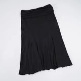 Purpdrank  Basic Solid Mermaid Hem Skirts Slim Black Folds Low-Waisted Midi Skirts Women Summer Fashion Streetwear Lady Party Bottoms