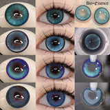 Purpdrank  1Pair Fashion Makeup Blue Contacts Lenses Yearly Soft Blue Eyes Gloss Blue Eyes Color Sea Blue Ocean Heart Blue Eyes