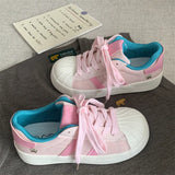 Purpdrank  Korean Chic Retro Shell Head White Shoes Women's New Versatile Laced Casual Sports Board Shoes De Xin Shoes Cross Buckle