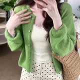 Purpdrank  Autumn Hollow Out Knitted Cardigan Harajuku Solid Single Breasted Loose Cropped Sweaters Y2k Aesthetic Casual Grunge Coats