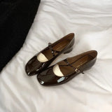 Purpdrank  Women Patent Leather Mary Janes Shoes Ladies  Summer New Fashion Square Toe Comfortable Pointed Toe Ballet Flat Casual Shoes