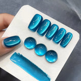 Purpdrank  1Pcs 10ML New Blue Nails Whitening Nail Art Super Flash Purple Blue Glass Bead Cat Eye Gel Nail Polish Autumn Nails