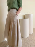 Purpdrank  2025 New Vintage Women's Straight Skirts Pockets Spring Summer High Waist Solid Loose Button A-line Skirts for Women