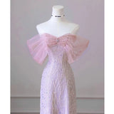 Pink off-Shoulder New Toast Dress Light Luxury Minority Banquet Women