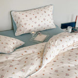 Purpdrank  Cotton four-piece set of aerobic double yarn cotton skin-friendly quilt cover small floral bed linen bed cover set