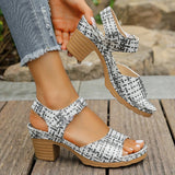 Purpdrank  Women's Summer Fashion Large Sandals 2025 New Bohemian Style Knitted High Heel Sandals Women's Thick Bottom Temperament Sandals