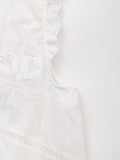 Purpdrank  Summer White Embroidery Flower Spliced Lace Sleeveless Tank Women Lacing Up Bow Front Loose Tank Top Crop Tops
