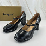 Purpdrank  Platform Heels Comfortable High-Heeled Shoes All-Match Latest Branded Pumps Sandals Ladies Round Toe Shallow Mouth Lace-Up