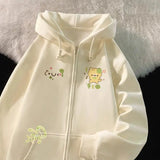 Purpdrank   Y2k Kawaii Japanese Cartoon Long Sleeve Zipper Hooded Sweatshirts Harajuku Loose Casual Hoodies 2000s Vintage Women Tops Chic