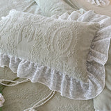 Purpdrank  Vintage French Carved Velvet Lace Ruffles Soft Warm Winter Bedding Set Duvet Cover Flat/Fitted Bed Sheet Pillowcases 4Pcs